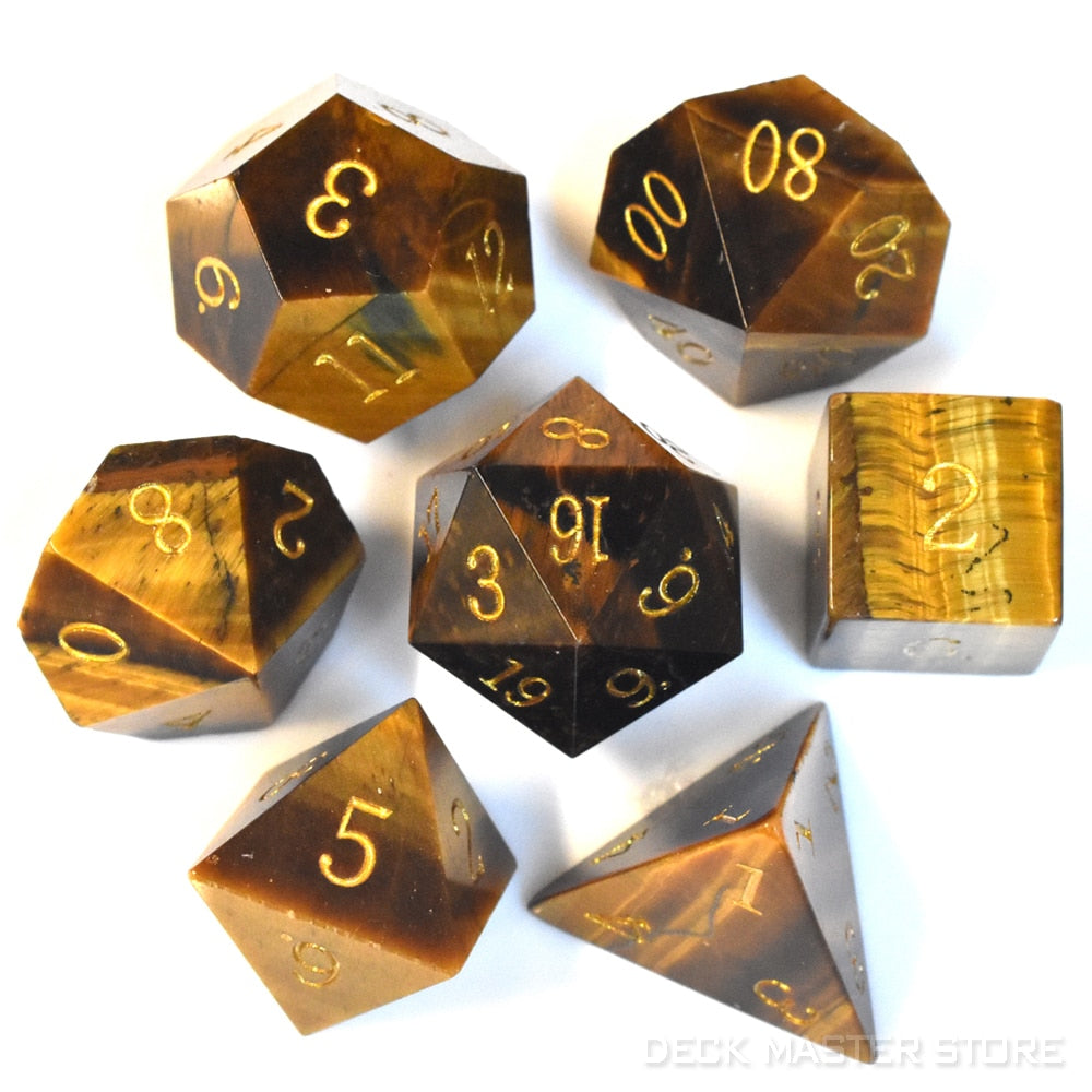 Gemstone / Frosted Glass Polyhedral D&D Dice Set 7Pcs Assortment