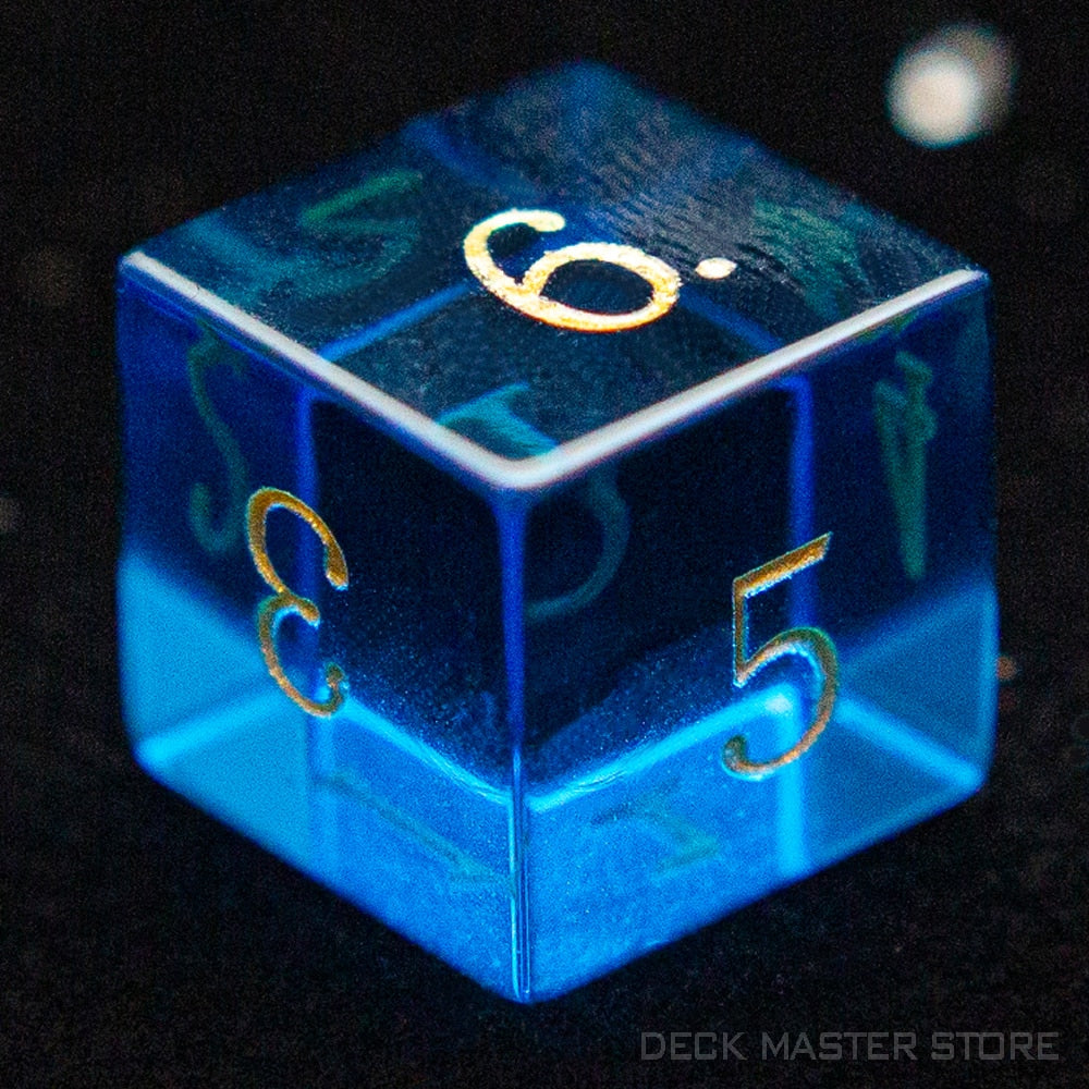 Blue Glass Polyhedral D&D Dice (D20 or 7 Pcs)