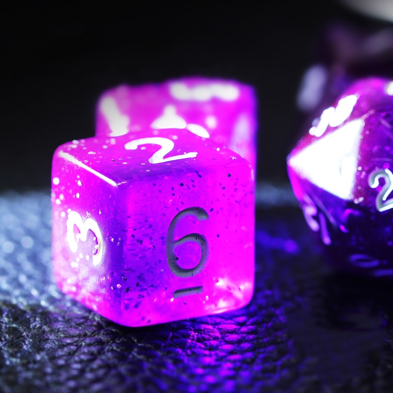 Purple and Red Starry Sky Polyhedral D&D Dice Set 7Pcs