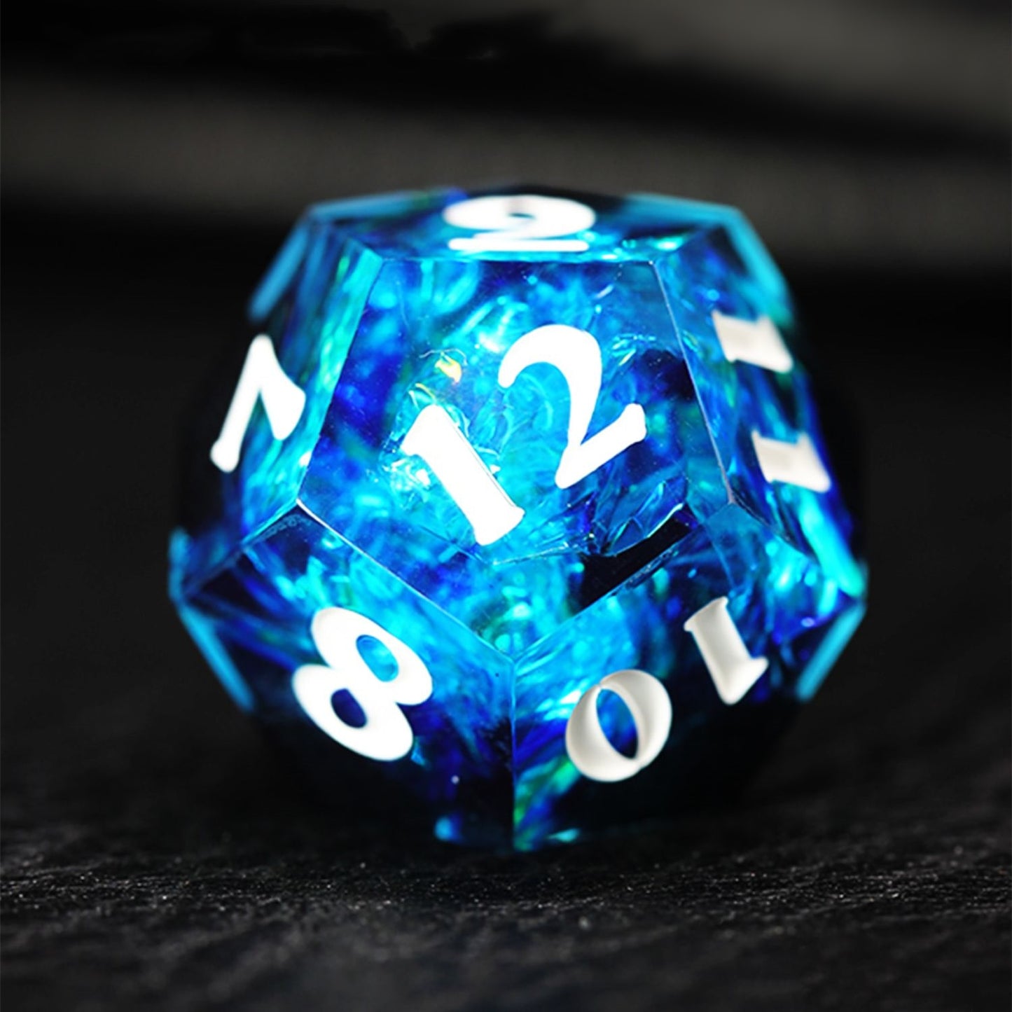 Dark Blue Ice Crystal Style Polyhedral Acrylic D&D Dice Set 7Pcs