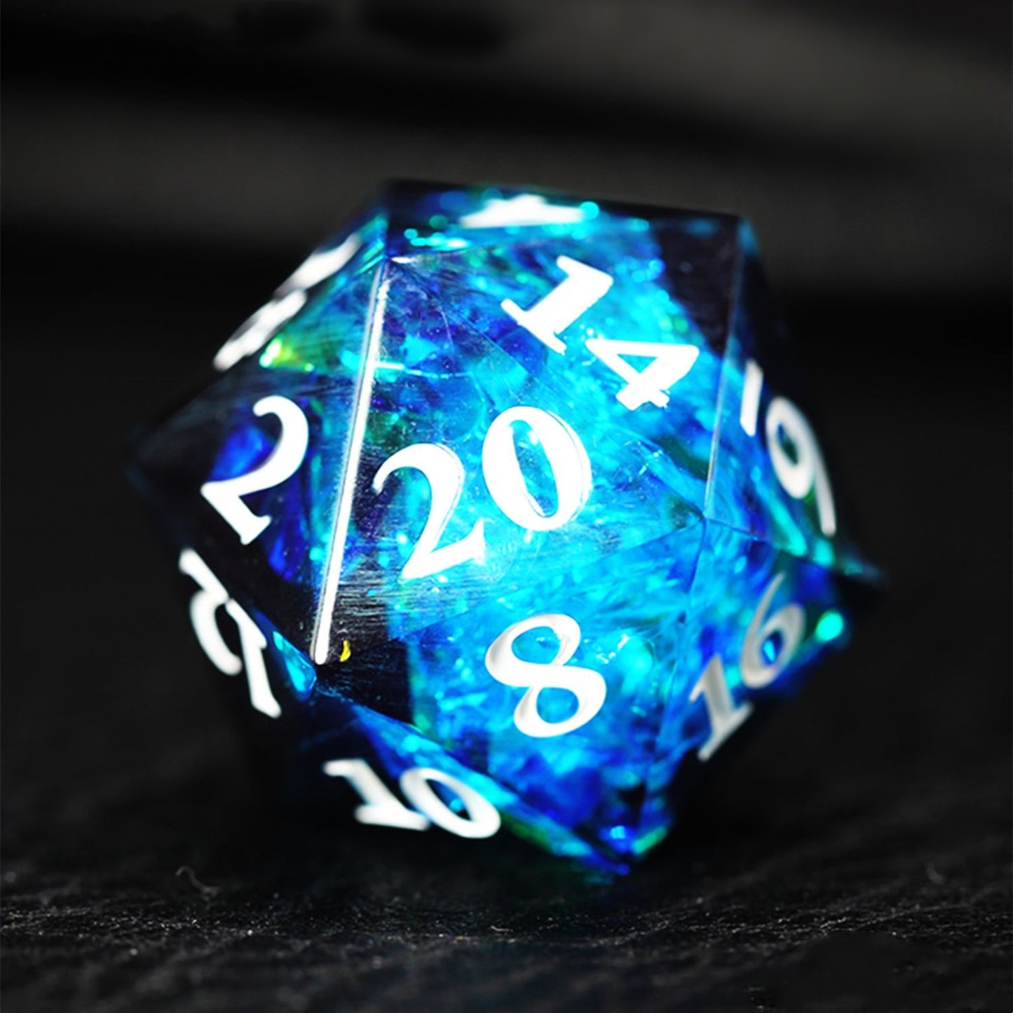Dark Blue Ice Crystal Style Polyhedral Acrylic D&D Dice Set 7Pcs