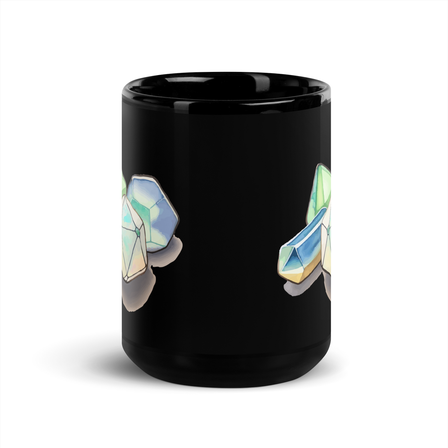 Watercolor Dice Black Glossy Mug