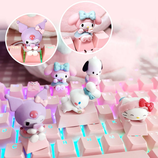 Sanrio Keycaps Hello Kitty Kuromi My Melody Pochacco Cinnamoroll Anime for Mechanical Keyboard